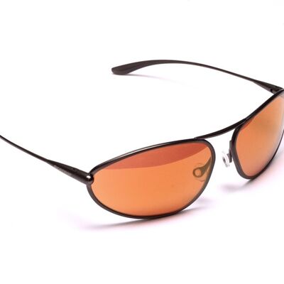 Exo – Gafas de sol fotocromáticas con montura de titanio y bronce dorado espejo cobre/marrón