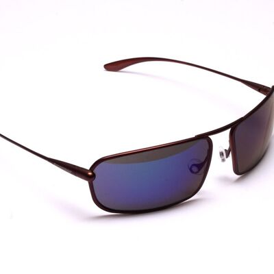 Meso – Brunello Gafas de sol de alto contraste con marco de titanio azul iridiscente espejo gris