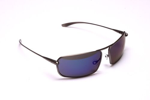 Meso – Natural Titanium Frame Iridescent Blue Mirror Grey Polarized Sunglasses