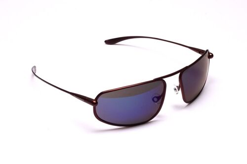 Strato – Brunello Titanium Frame Iridescent Blue Mirror Grey Polarized Sunglasses