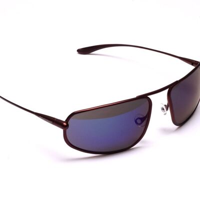 Strato – Brunello Titanium Frame Iridescent Blue Mirror Grey Polarized Sunglasses