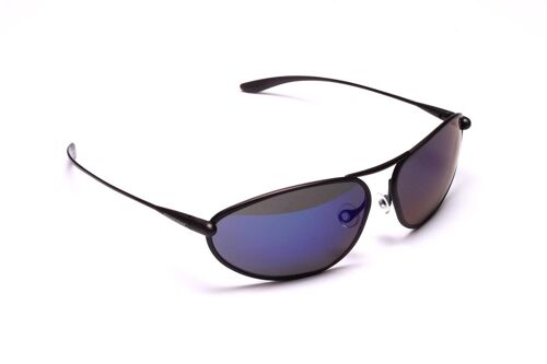 Exo – Graphite Titanium Frame Iridescent Blue Mirror Grey High-Contrast Sunglasses