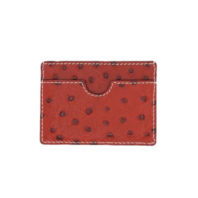 Cardholder N°1 calf leather ostrich red