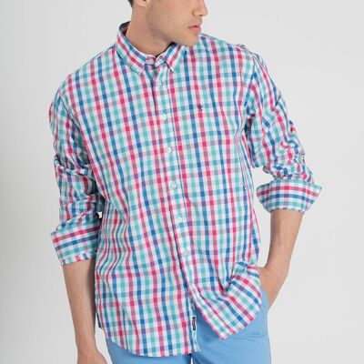 Chemise à carreaux bleu Fuxia