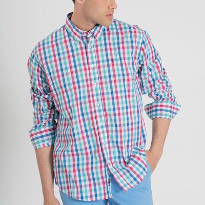 Camicia a quadri blu fucsia
