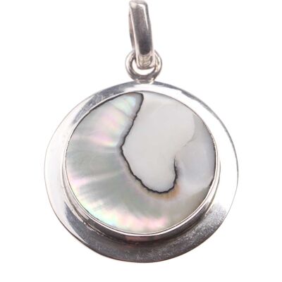 Ketten-Anhänger aus Muschel und Silber 925 Sterling / Abalone Muschel / 31mm