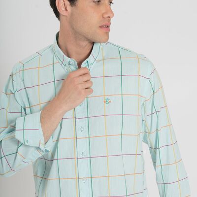 Chemise à carreaux vert aqua