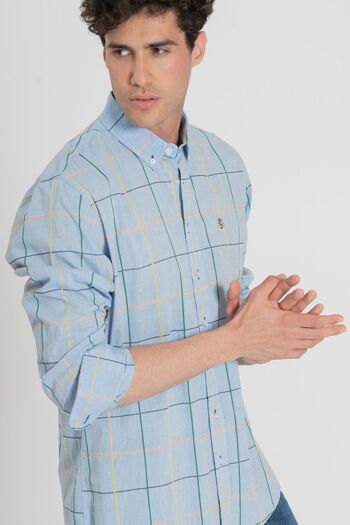 Chemise à carreaux bleu clair 1