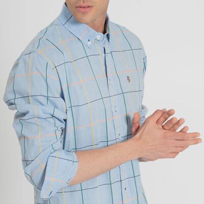 Chemise à carreaux bleu clair