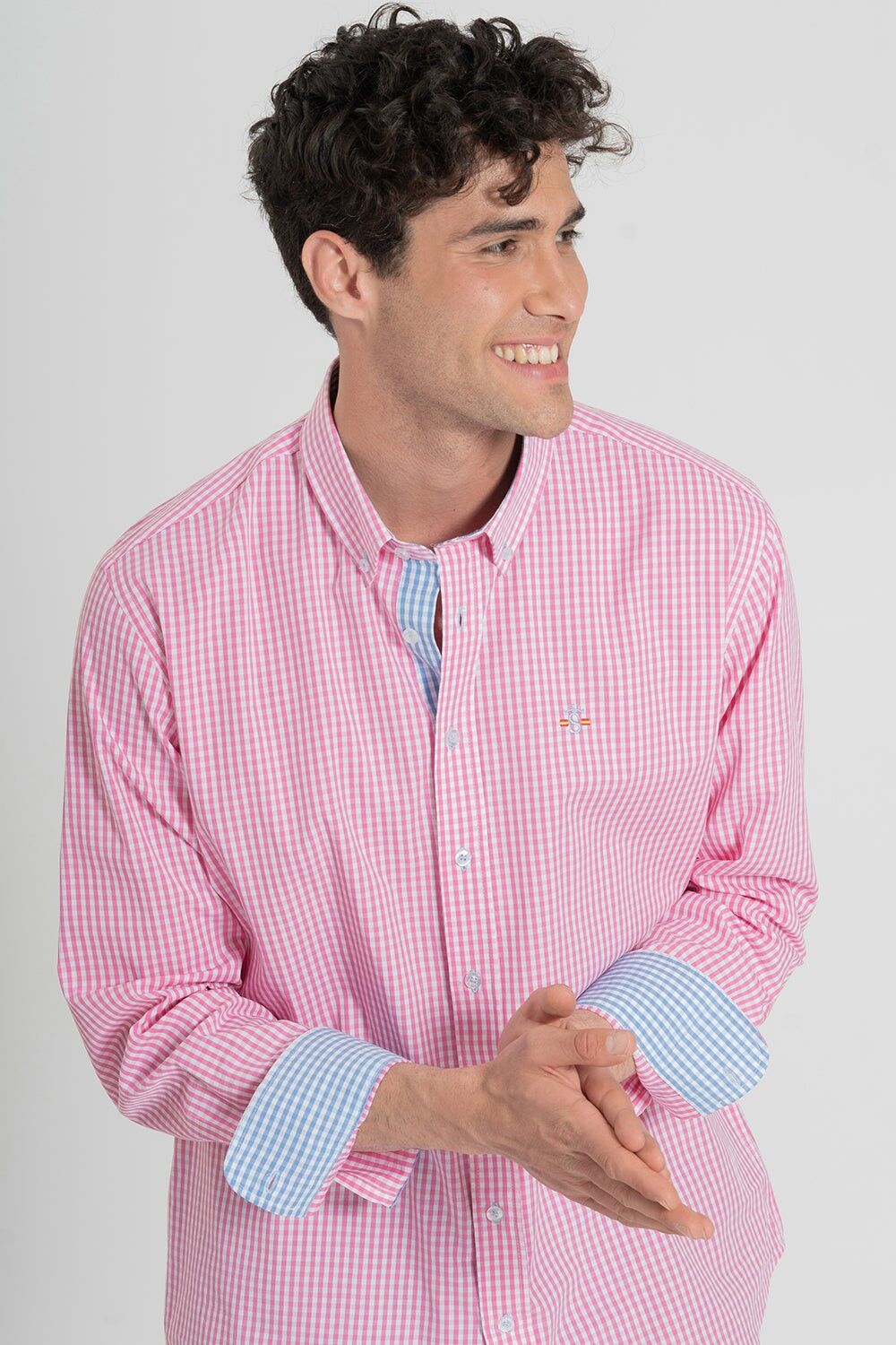 Camicia a quadretti rosa
