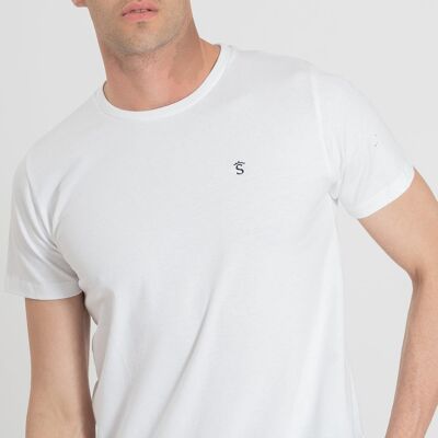 Weißes Basic-Logo-T-Shirt