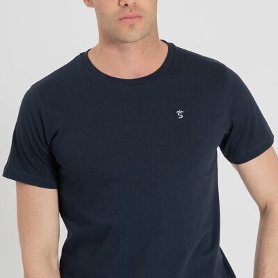 Marineblaues Basic-Logo-T-Shirt