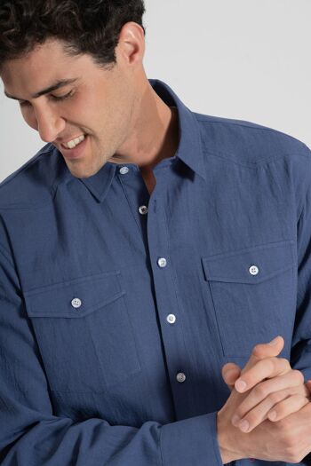 Chemise Guayabera bleue 4