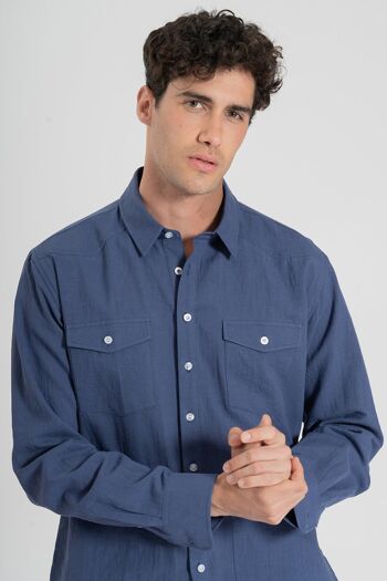 Chemise Guayabera bleue 5