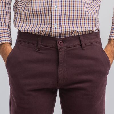 Burgundy Semi Fitted Chino Pants