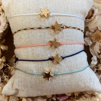 Lot de 5 bracelets cordon polyester - Perle étoile - Femme