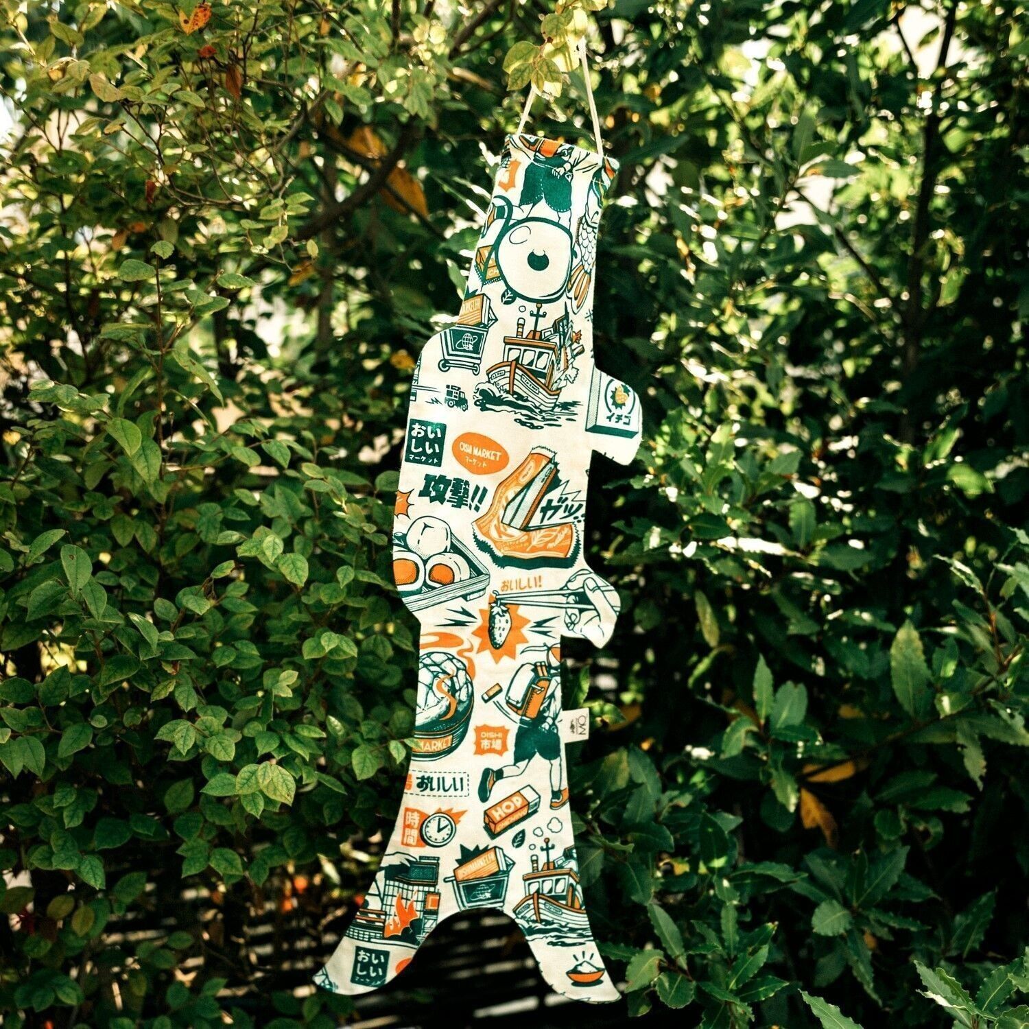 Koinobori Vintage Tokyo Cyan (S) - Decorazione murale per interni/esterni