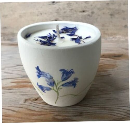 Merryfield Pottery - Botanical Flower Design Shabby Chic Candlepots - Bluebell