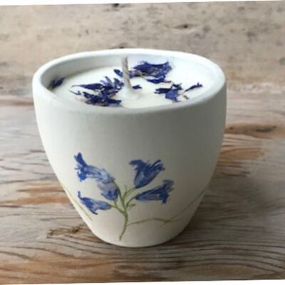 Merryfield Pottery - Botanical Flower Design Shabby Chic Candlepots - Bluebell