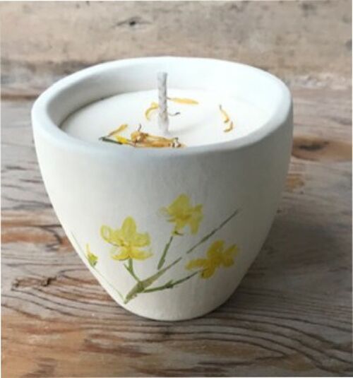 Merryfield Pottery - Botanical Flower Design Shabby Chic Candlepots - Honeysuckle