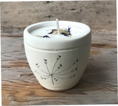 Merryfield Pottery - Botanical Seedhead Design Shabby Chic Candlepots - Cow Parsley