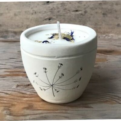 Merryfield Pottery - Botanical Seedhead Design Shabby Chic Candlepots - Cow Parsley
