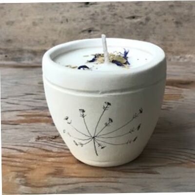 Merryfield Pottery - Botanical Seedhead Design Shabby Chic Candlepots - Perejil de vaca