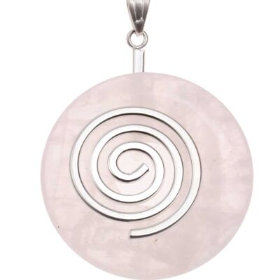 Rose Quartz Stein Anhänger Donut 35mm Spirale aus versilbertem Messing