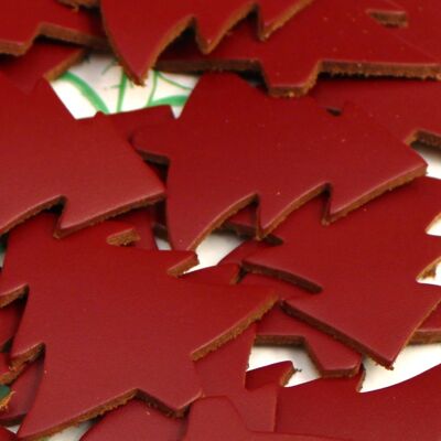 Leather Christmas Tree Shape Embellishments - "5" Red