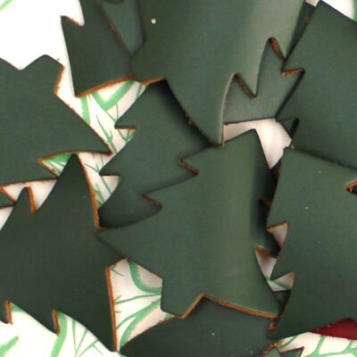 Leather Christmas Tree Shape Embellishments - "10" Green