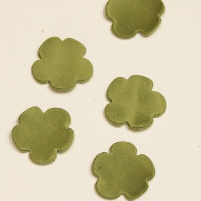Leather Die-Cut Flower Shapes - Lime-green "10"