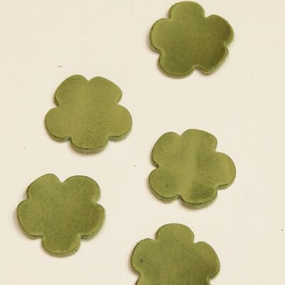 Leather Die-Cut Flower Shapes - Lime-green "20"