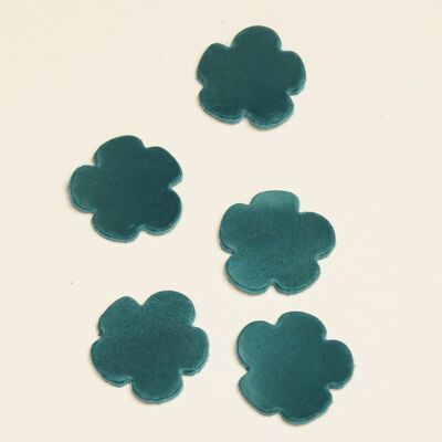 Leather Die-Cut Flower Shapes - Aqua-marine "5"