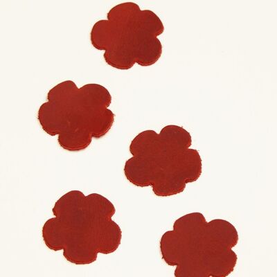 Leather Die-Cut Flower Shapes - Crimson "5"