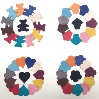 Suede Leather Die-cut Shapes - "12" "flower"