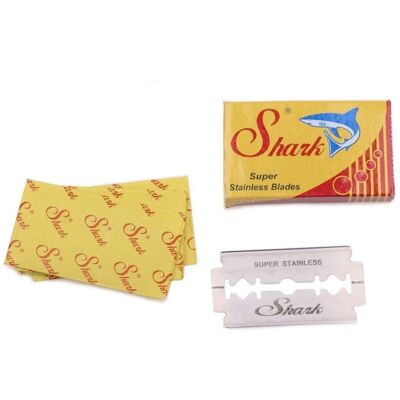 Cuchillas de afeitar de seguridad: cuchillas de afeitar de seguridad de acero inoxidable Premium Shark (paquete de 5)