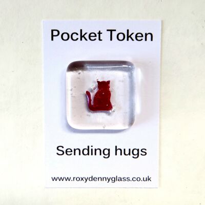 Cat fused glass pocket token / SKU189