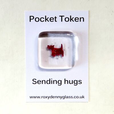 Dog fused glass pocket token / SKU195