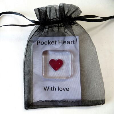 Fused glass pocket heart - With love / SKU199