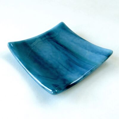 Fluid fused glass ring dish - Blue/green / SKU212