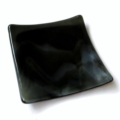 Fluid fused glass ring dish - Black/white / SKU213