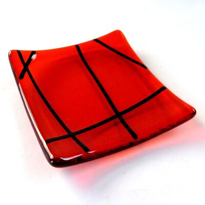 Linea fused glass ring dish - Orange / SKU215