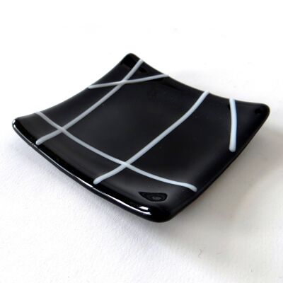 Linea fused glass ring dish - Black / SKU216