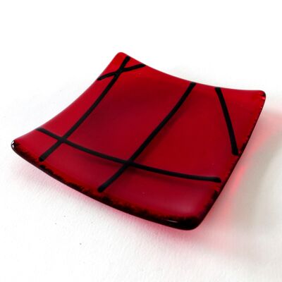 Linea fused glass ring dish - Red / SKU217