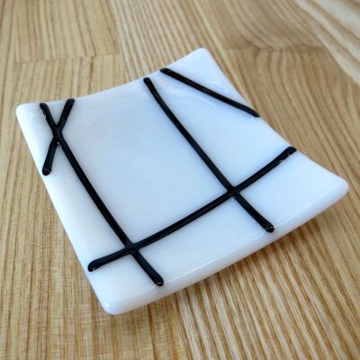 Linea fused glass ring dish - White / SKU219