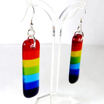 Rainbow fused glass earrings / SKU225