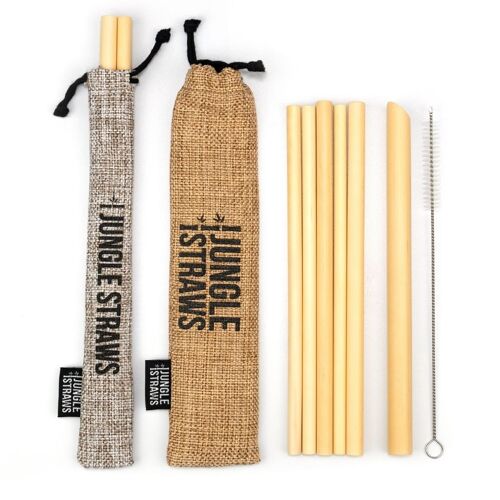 Reusable Eco Bamboo Straws | 8 Colours Available | Natural and Organic (Pack of 6)