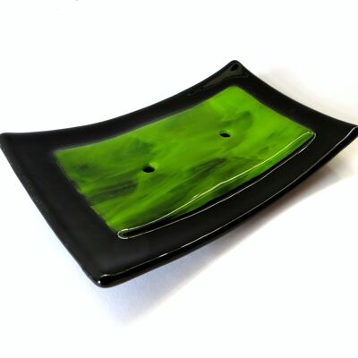 Noir fused glass soap dish - Green No / SKU303