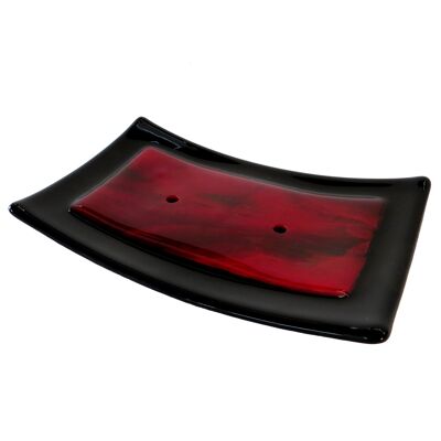 Noir fused glass soap dish - Red No / SKU309