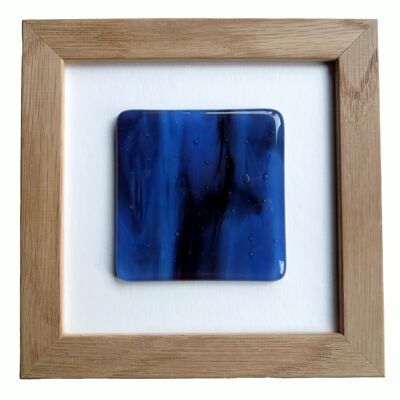 Fluid framed fused glass wall art - Oak Blue/plum / SKU316